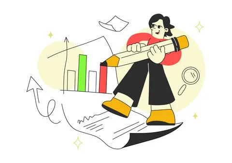 Data Visualization Vector Illustration Featuring Business Analytics, Financ.. 库存插图