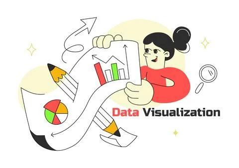 Data Visualization Vector Illustration Featuring Business Analytics, Financ.. Stockillustratie