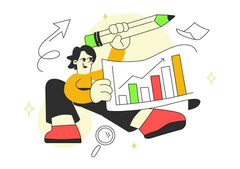 Data Visualization Vector Illustration Featuring Business Analytics, Financ.. Stockillustratie