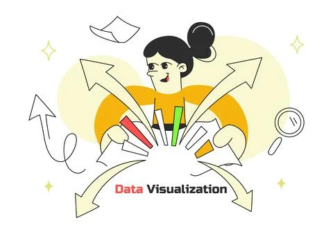 Data Visualization Vector Illustration Featuring Business Analytics, Financ.. 库存插图