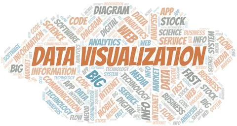 Data Visualization vector word cloud, made with text only. Illustrazione stock