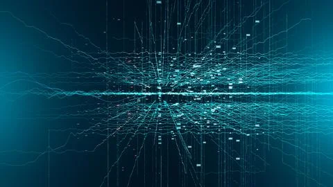 Data Visualization Wave Network  Abstract Futuristic Information Flow Background Stock Illustration