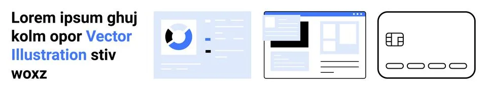 Data Visualization, Web Design Layouts, and Digital Interface Elements with Stock Illustration