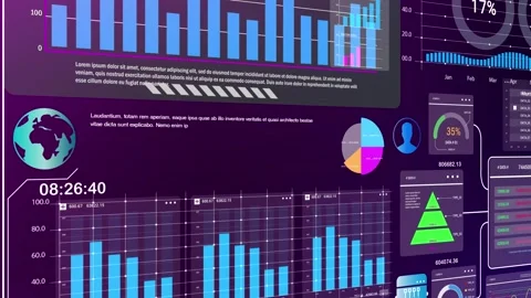 Data visualizations: pie charts, line graphs, and bar graphs Stock Footage 303645310