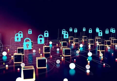 Data volume analysis and analysis tools for networking business.3d rendering. Stock Illustration