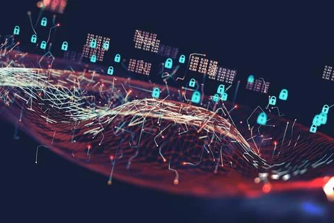 Data volume analysis and analysis tools for networking business.3d rendering. Stock Illustration