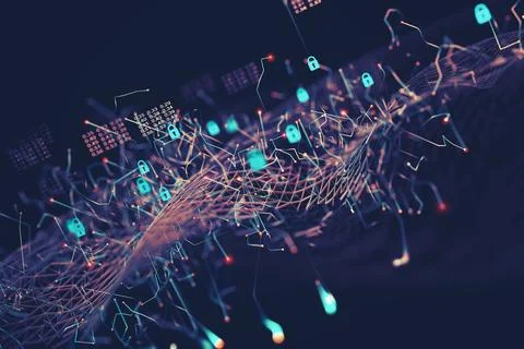 Data volume analysis and analysis tools for networking business.3d rendering. Stock Illustration