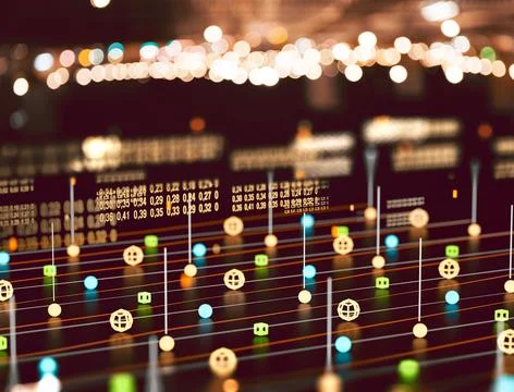 Data volume analysis and computer science industry.3d illustration. イラスト素材