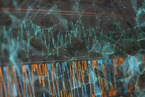Data volume analysis and computer science industry. Stock market or forex tra Stock Photos