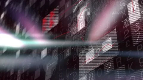 Data wall activating after cyan band sweep, revealing chart lines, map markers Stock Footage 330725479