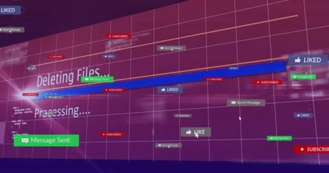 Data wall Processing Deleting Files, cursor clicking making social badges and 動画素材 331570858