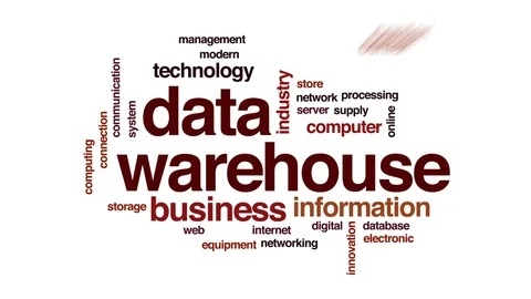 Data warehouse animated word cloud, text... | Stock Video | Pond5