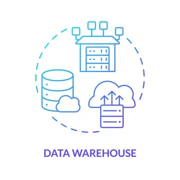 Data warehouse blue gradient concept icon Stock Illustration
