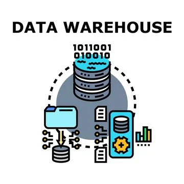 Data warehouse computing storage and analytics vector concept Illustrazione stock