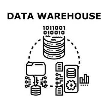 Data warehouse computing storage and analytics vector concept Illustrazione stock