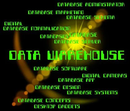 Data Warehouse Indicates Storehouse Depot And Bytes Stock Illustration