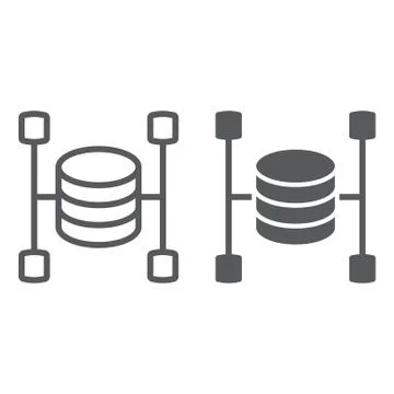 Data warehouse line and glyph icon Stock Illustration