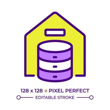 Data warehouse line color icon Stock Illustration