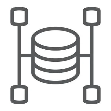 Data warehouse line icon, data and analytics Stock Illustration