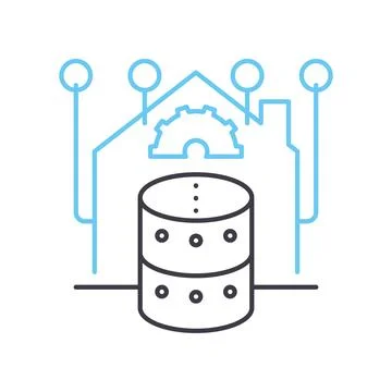 Data warehouse line icon, outline symbol, vector illustration, concept sign Stock Illustration