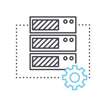 Data warehouse line icon, outline symbol, vector illustration, concept sign Stock Illustration