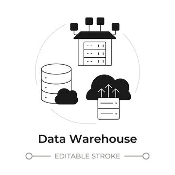 Data warehouse modern flat line concept icon Stock Illustration