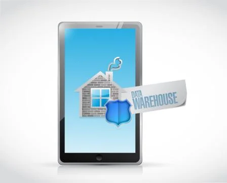 Data warehouse sign on a tablet illustration Illustrazione stock
