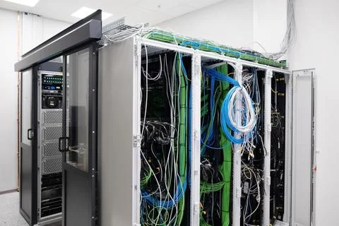 Data warehouse A small server. A corporate solution for data administration Stock Photos