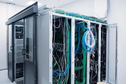 Data warehouse A small server. A corporate solution for data administration Stock Photos