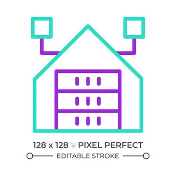 Data warehouse two color line icon Stock Illustration