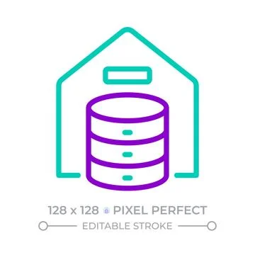 Data warehouse two color line icon Stock Illustration