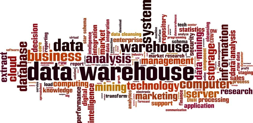 Data warehouse word cloud Stock Illustration