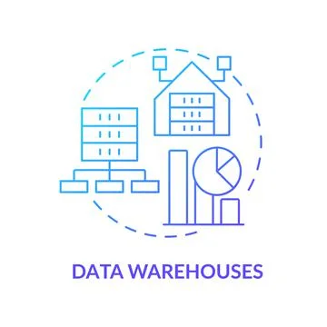 Data warehouses blue gradient concept icon Stock Illustration