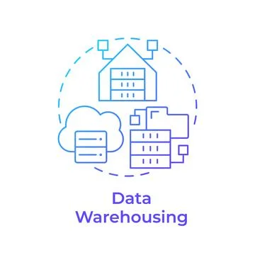 Data warehousing blue gradient concept icon Illustrazione stock