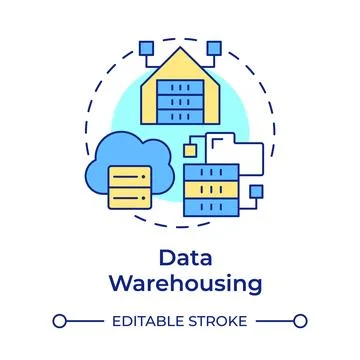 Data warehousing multi color concept icon Illustrazione stock