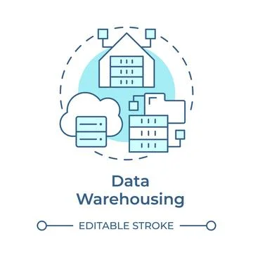 Data warehousing soft blue concept icon Illustrazione stock