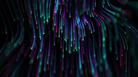 Data waterfall or digital wall. Looped. Dot terrain cold waves. Light trails Stock Footage 250340680