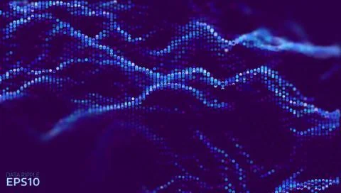 Data wave abcstact vector background. Technology composition. Blockchain netw Stock Illustration