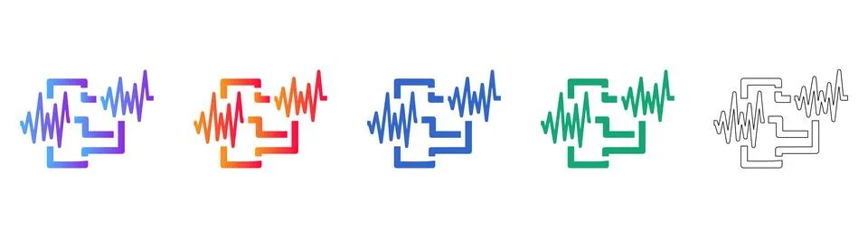 Data Wave and Signal Connectivity Icons Stockillustratie