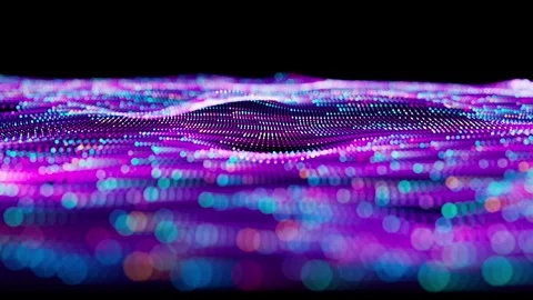 Data wave or boiling ocean waves. Looped. Dot terrain violet and purple waves Stock Footage 255913963