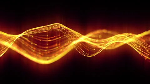 Data wave or water waves slice background. Looped. Dot terrain warm or gold Stock Footage 252047270