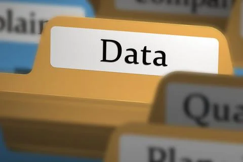 Data word on file folder tab Illustrazione stock