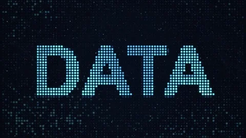 DATA word on glowing blue LED dot matrix display motion background Stock Footage 338066075