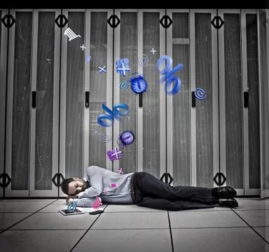 Data worker dreaming of applications Stock Illustration