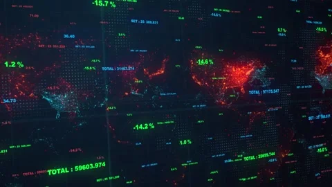 Data world background space with a world map and data analyzing. Stock Footage 237622367
