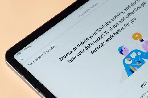Data in youtube app Stock Photos