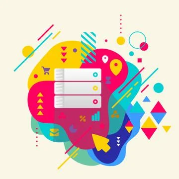 Database on abstract colorful spotted background with different Stock Illustration