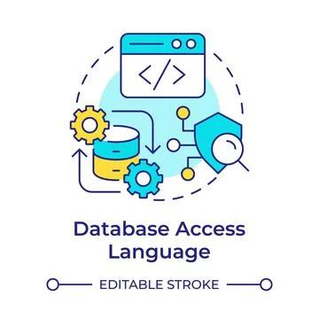 Database access language multi color concept icon Illustrazione stock
