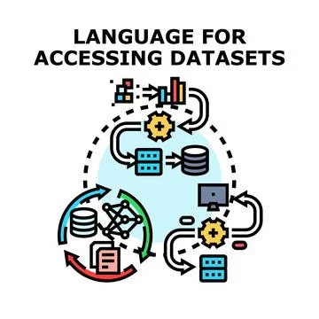Database accessing language processing data scheme Stock Illustration