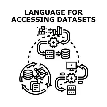 Database accessing language processing data scheme 스톡 일러스트